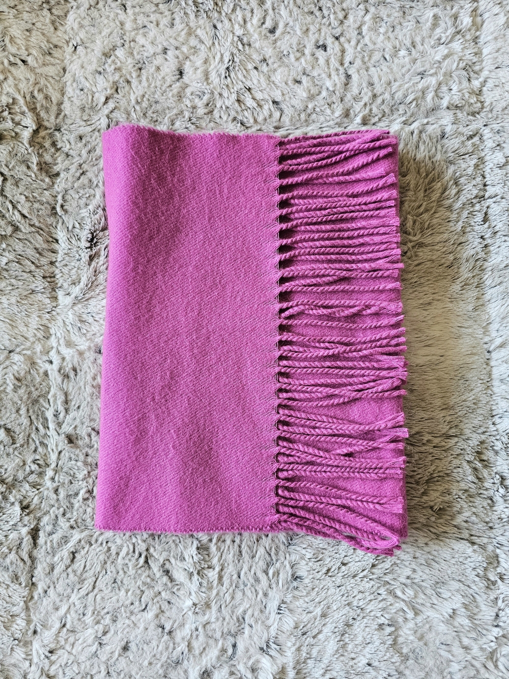 Bright Fuchsia Fringe Scarf Cashmere EUC